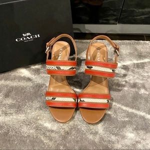 Princeton Mat Calf Snake Saddle Carmine Sandal
